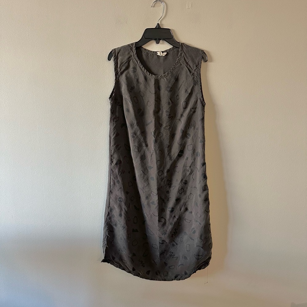 MIG Make It Good USA Made Cupro Printed Grey Mini Dress Sleeveless XS